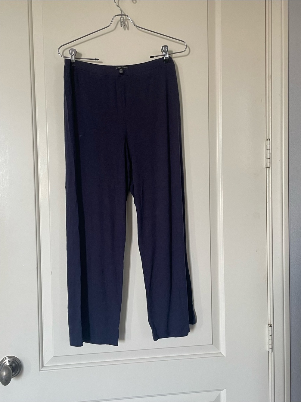 Eileen Fisher Deep Navy Wide-Leg Pull-On Pants